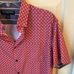 Mizzen + Main Men’s short sleeve Leeward Faded Red Foulard button down Large EUC